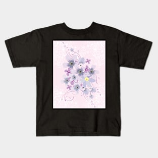 Pink and Violet Flowers Pattern Kids T-Shirt